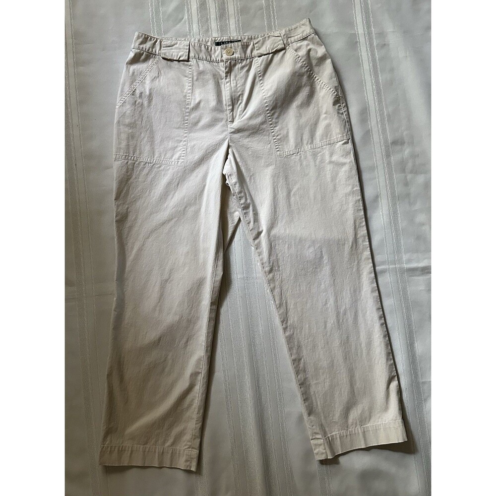 Lauren Ralph Lauren Women’s Beige Utility Pants SZ 10 Straight Leg Stretch Twill - Picture 5 of 13